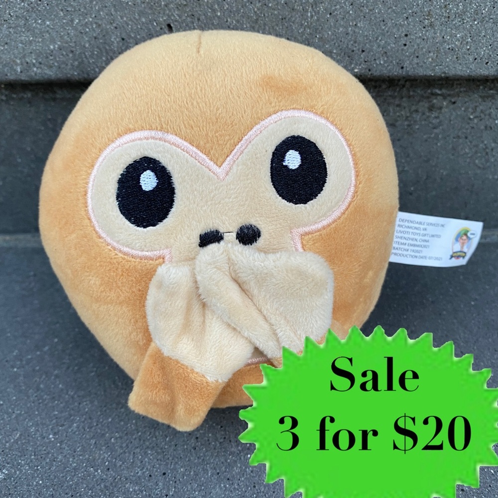 Spencer’s Gifts Speak No Evil plush MONKEY toy stuffed animal emoji pillow face